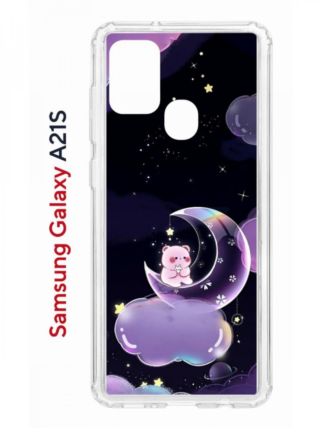 

Чехол на Samsung Galaxy A21S с принтом Kruche Print Сон медвежонка, противоударный бампер, Прозрачный;черный;фиолетовый;розовый, Самсунг Галакси А21с