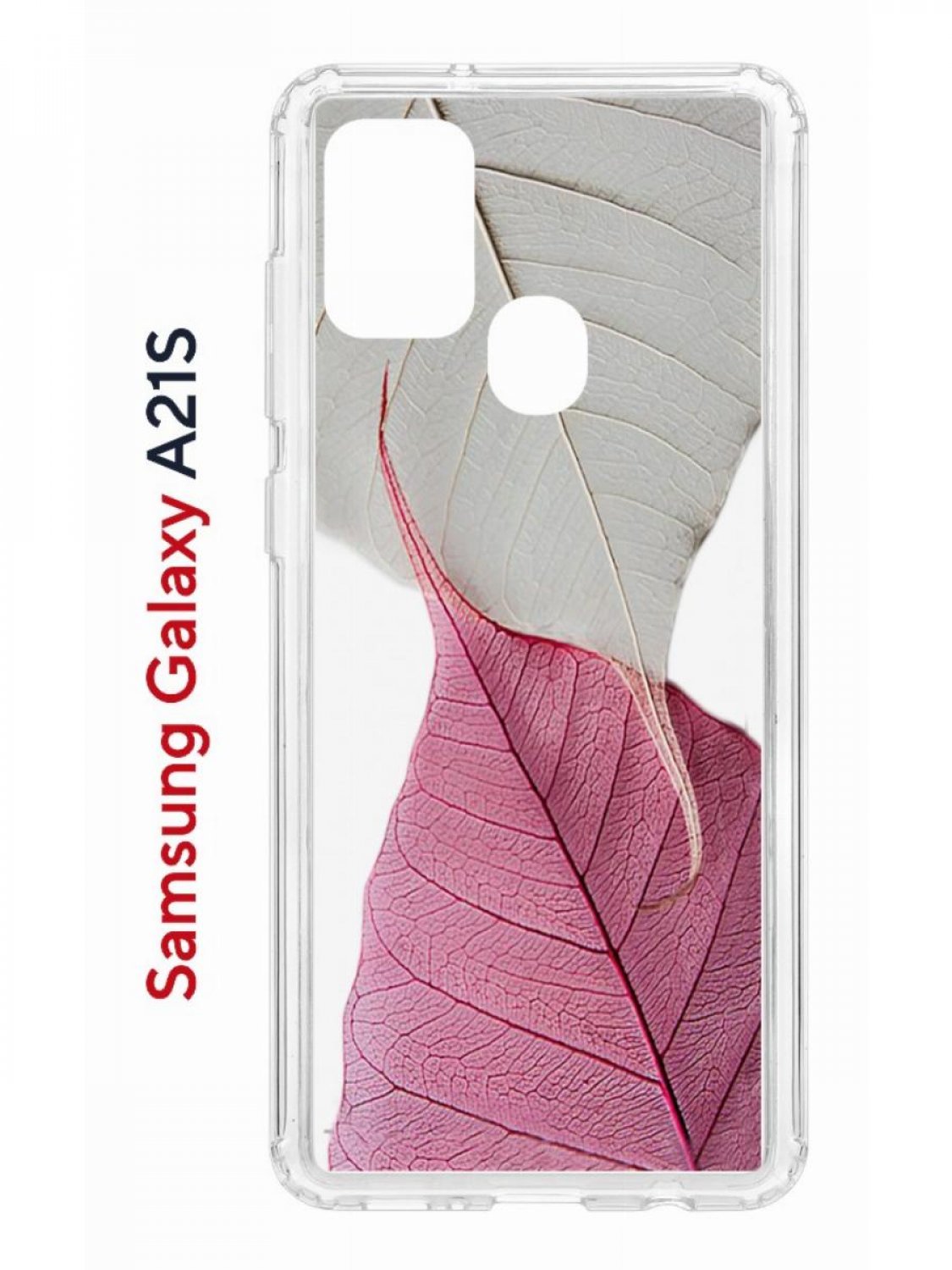 Чехол на Samsung Galaxy A21S с принтом Kruche Print Pink and white, противоударный бампер