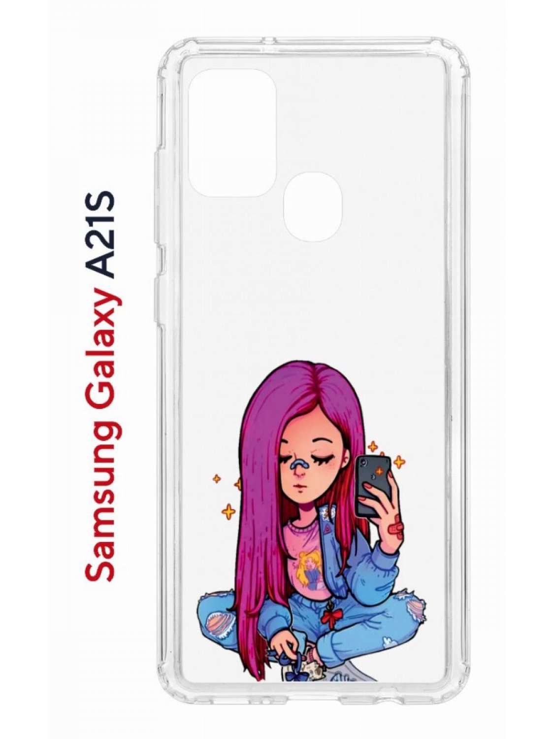 

Чехол на Samsung Galaxy A21S с принтом Kruche Print Pink Hair, противоударный бампер, Прозрачный;розовый;голубой;бежевый, Самсунг Галакси А21с