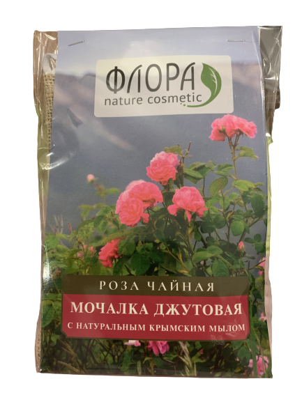 фото Мочалка джутовая с мылом роза чайная флора