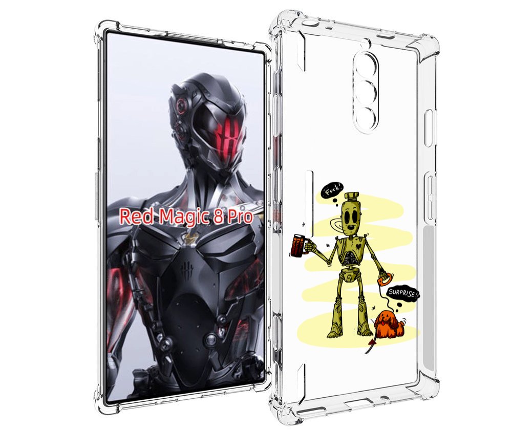 Чехол MyPads прикольный робот для ZTE Nubia Red Magic 8 Pro / Red Magic 8 Pro Plus