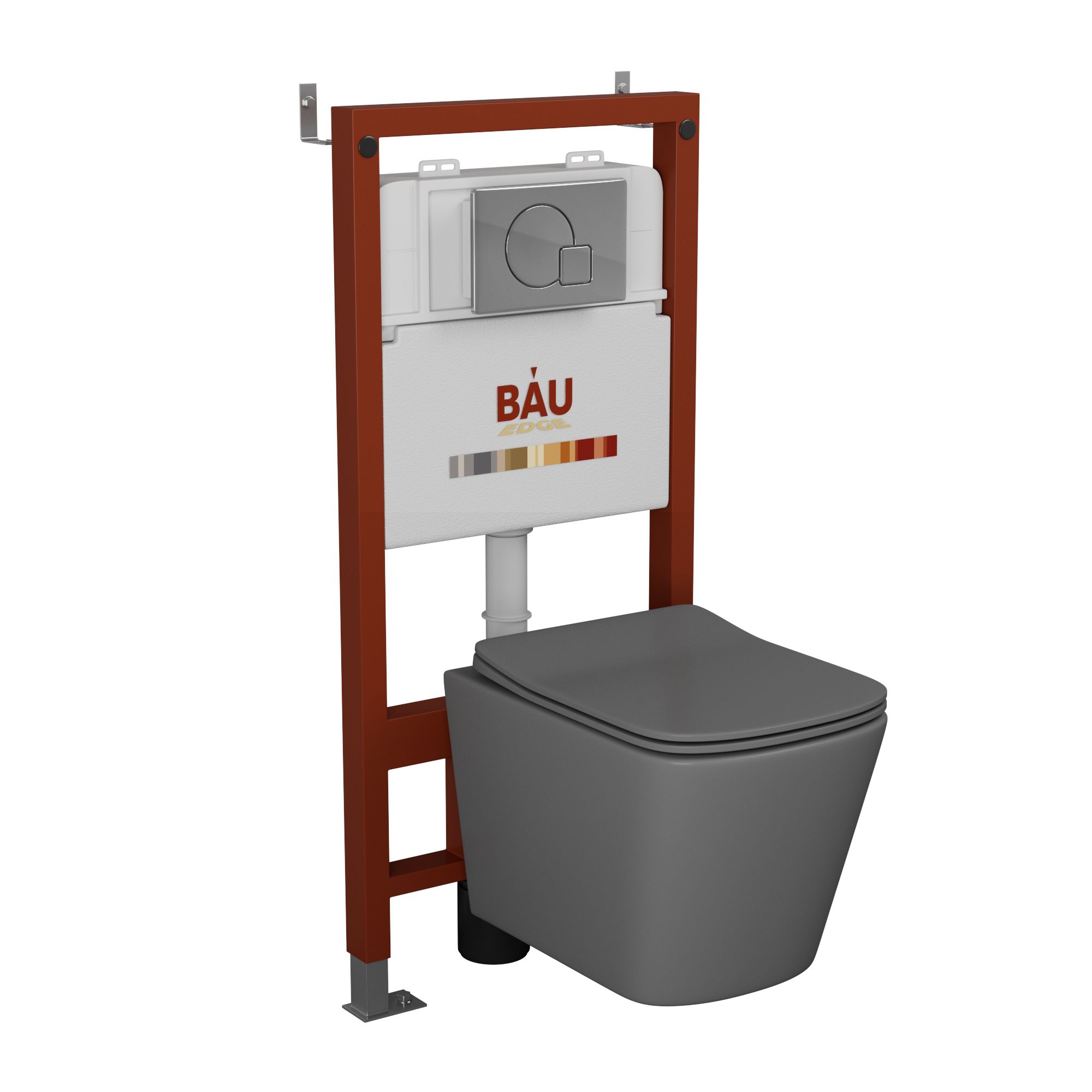 Комплект BAU 6 в 1: инсталляция BAU PRO, унитаз Bau Stil Dark Matt Grey 51, сиденье керамогранит ametis daintree dark grey da03 непол рект 19 4x120