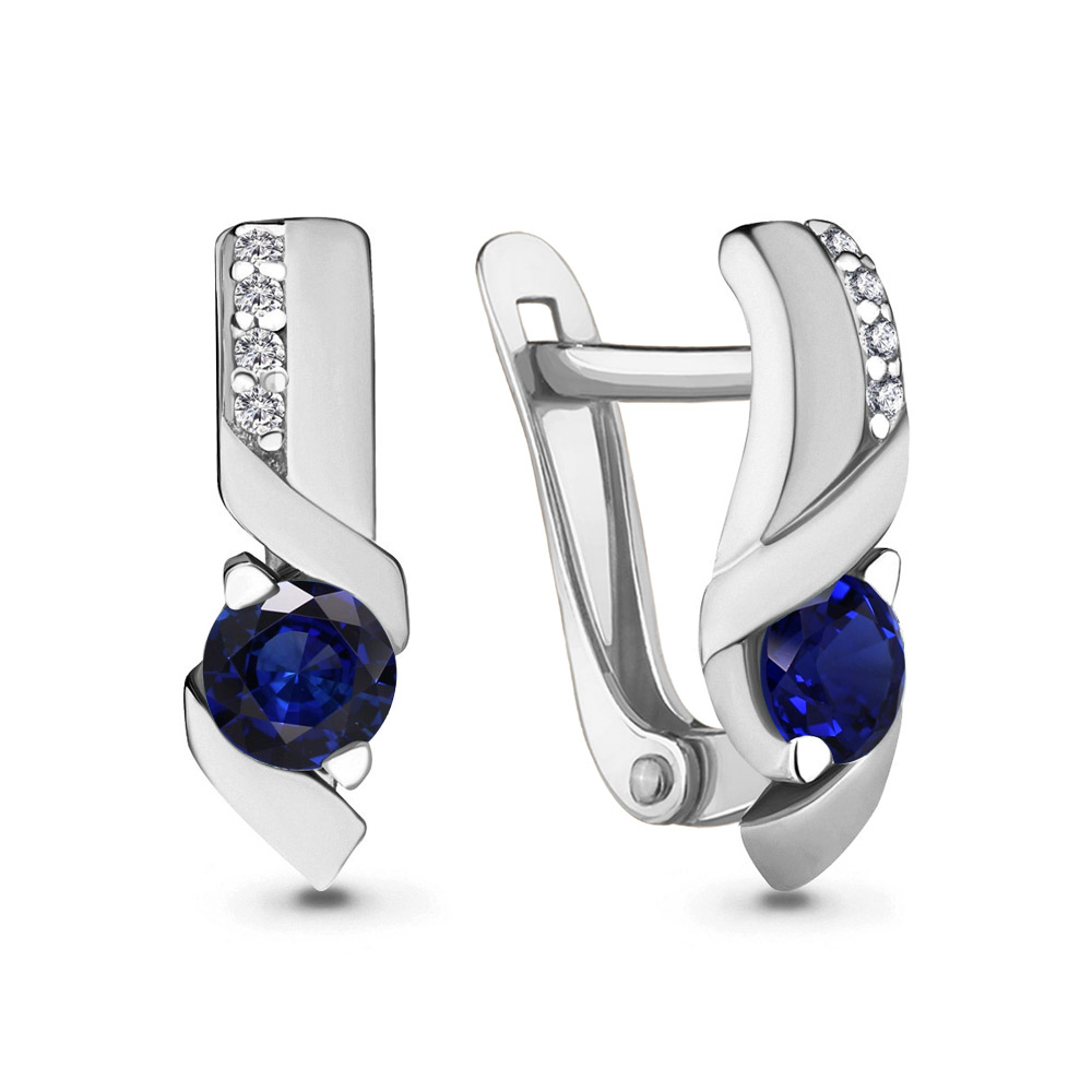 

Серьги из серебра с фианитом Aquamarine 43403Б_925_р, 43403Б_925_р