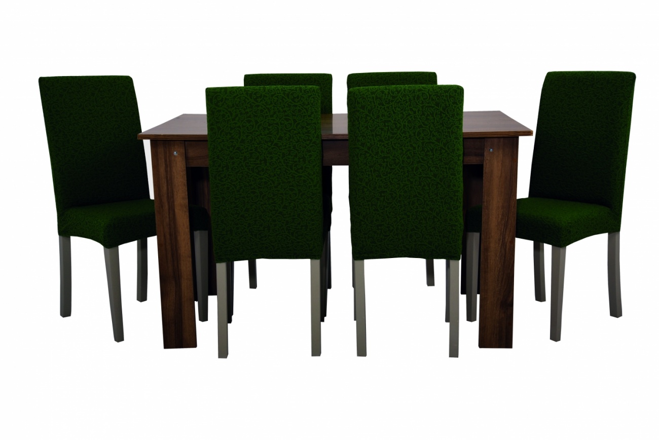 фото Чехлы на стулья без оборки venera "жаккард", цвет зелёный, комплект 6 штук