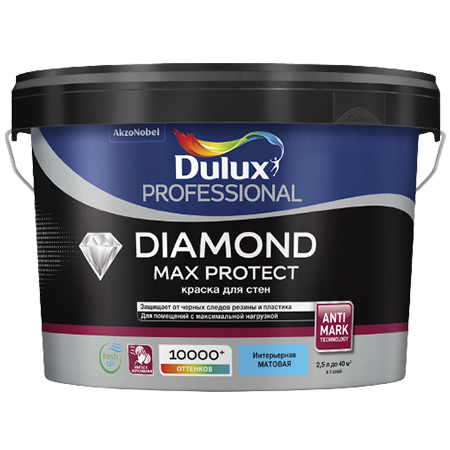 фото Краска для стен и потолков dulux professional diamond max protect база bw 2,5 л