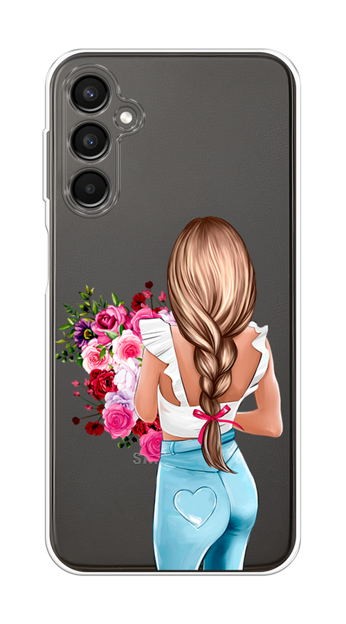 

Чехол на Samsung Galaxy A24 "Девушка с цветами", Коричневый;розовый;бирюзовый, 2108050-6