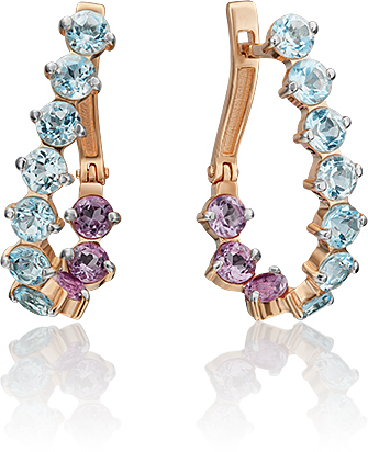 

Серьги женские из золота ЮЗ Платина 02-4578-00-225-1110-57, топаз/аметист, 02-4578-00-225-1110-57