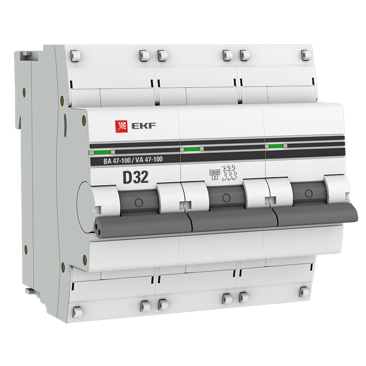 Автоматический выключатель EKF PROxima 3P 32А (D) 10kA ВА 47-100 mcb47100-3-32D-pro