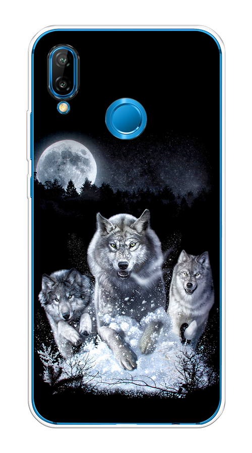 

Чехол на Huawei P20 Lite/Nova 3E "Стая волков под луной", Черный;белый;серый, 65650-1