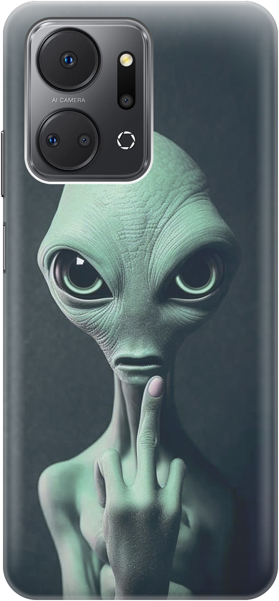 

Силиконовый чехол на Honor X7a с принтом "Инопланетянин", Зеленый;синий;черный, 20000896