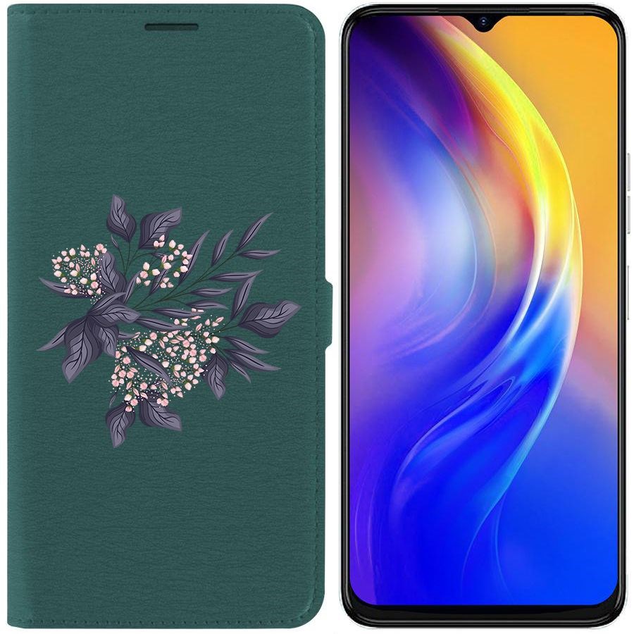 

Чехол-книжка Eco Book для Tecno Spark 10C Розовые бутоны, Зеленый
