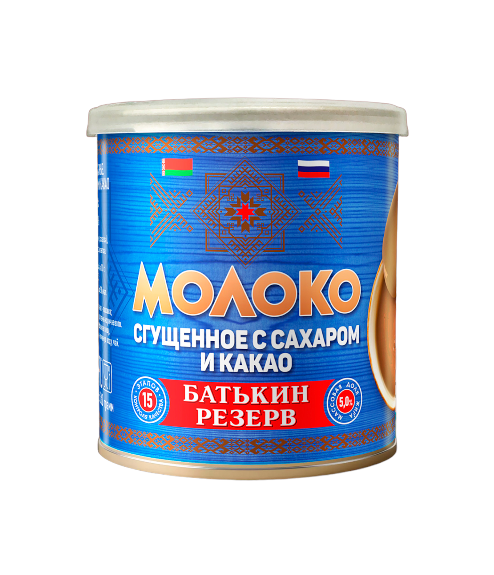 Молоко сгущенное с сахаром и какао, Батькин резерв, 1 шт. по 380 г