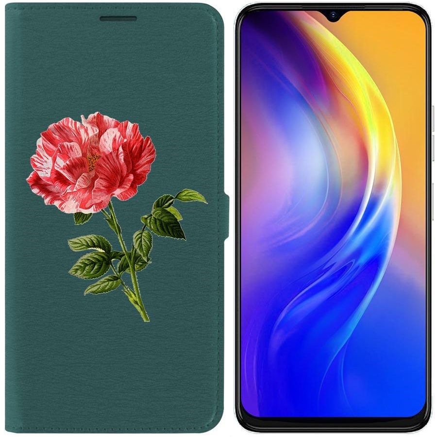 

Чехол-книжка Eco Book для Tecno Spark 10C Рисованная роза, Зеленый