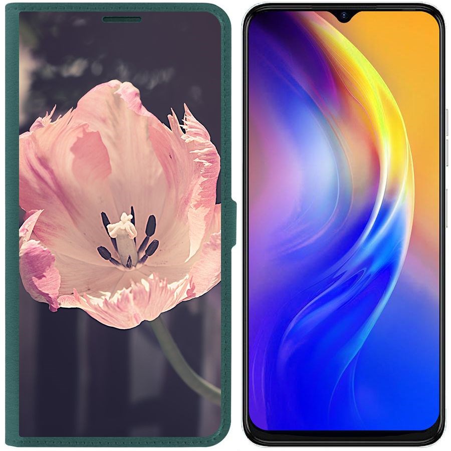 

Чехол-книжка Eco Book для Tecno Spark 10C Тюльпан, Зеленый