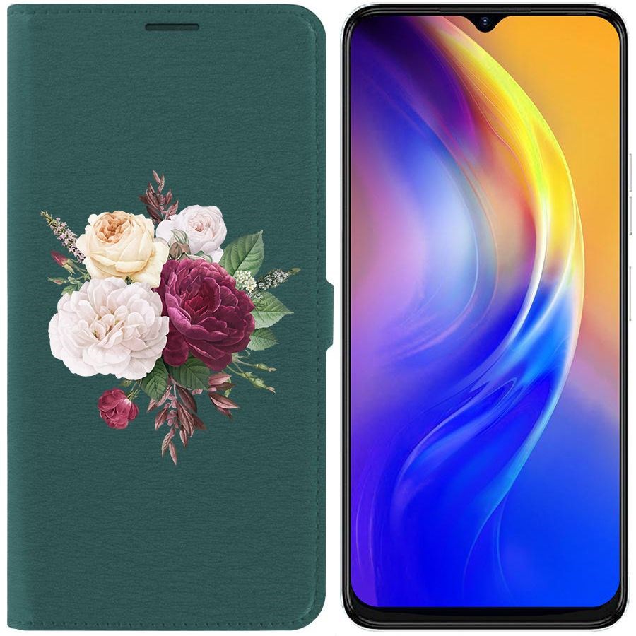 

Чехол-книжка Eco Book для Tecno Spark 10C Цветочная композиция, Зеленый