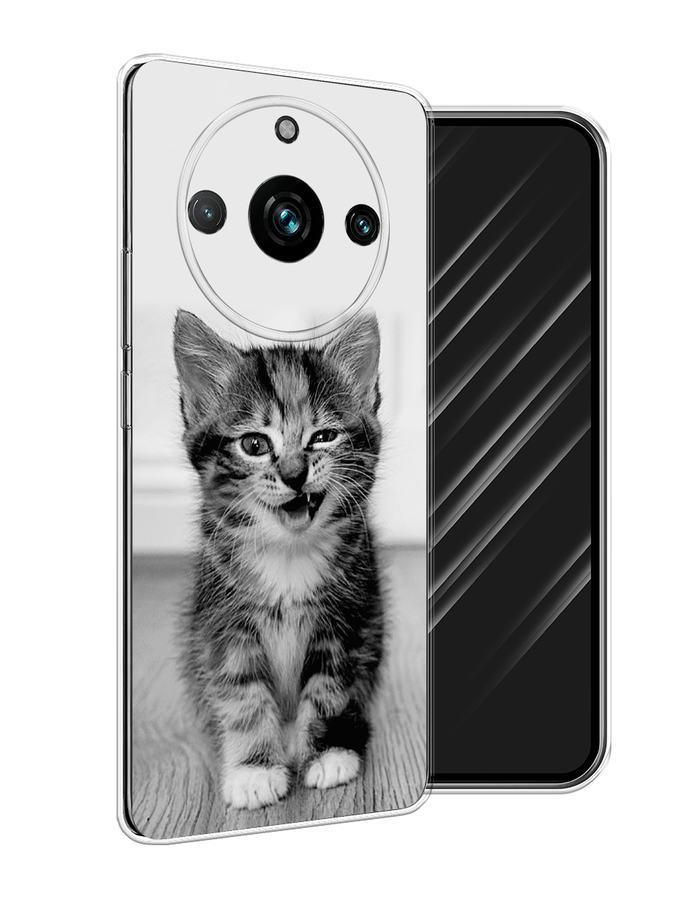 

Чехол Awog на Realme 11 Pro+ "Подмигивающий котенок", Черный;серый