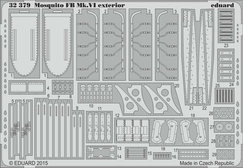 

Фототравление Eduard 32379 Mosquito Mk.VI экстерьер 1/32