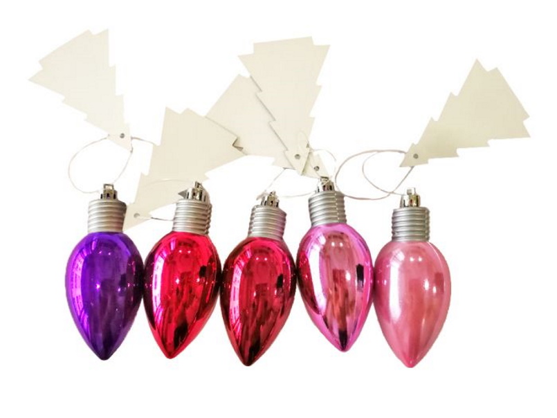 фото Новогоднее подвесное украшение magic time лампочки розово-алые 6 см
