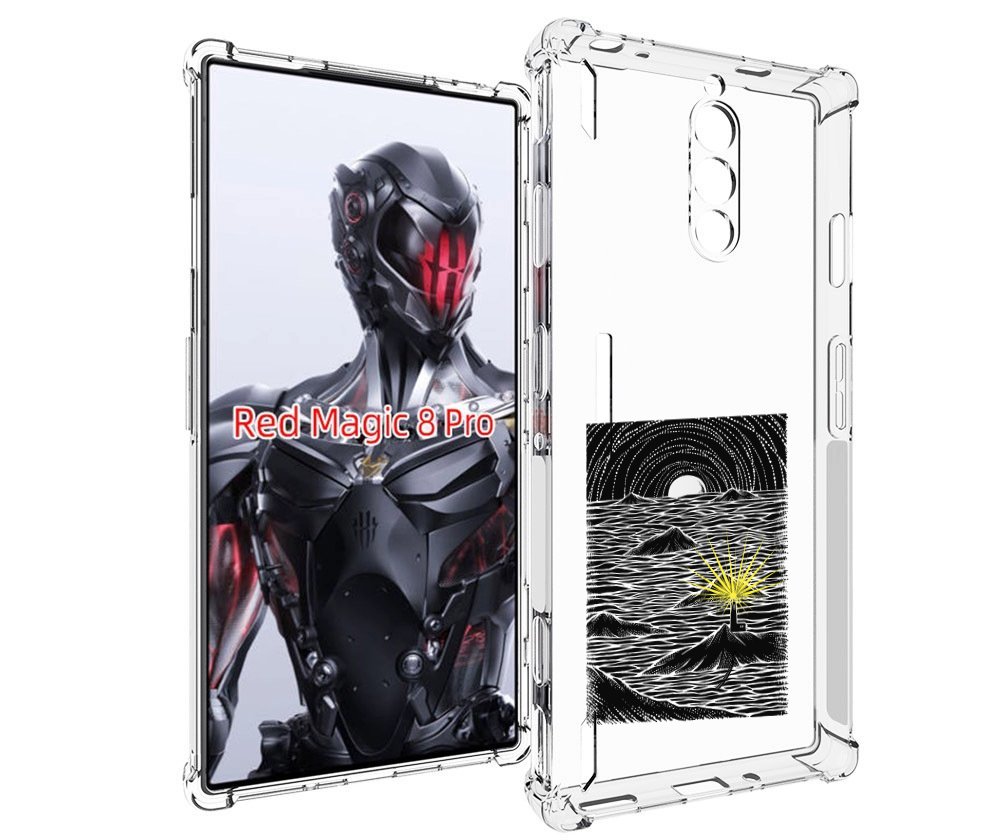 Чехол MyPads маяк в черно белом море для ZTE Nubia Red Magic 8 Pro / Red Magic 8 Pro Plus
