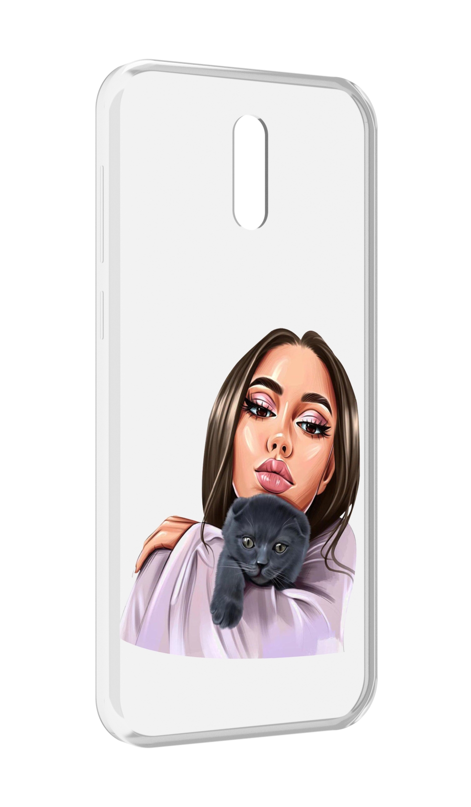 

Чехол MyPads нарисованная-девушка-с-котом женский для Alcatel 3L (2019), Прозрачный, Tocco