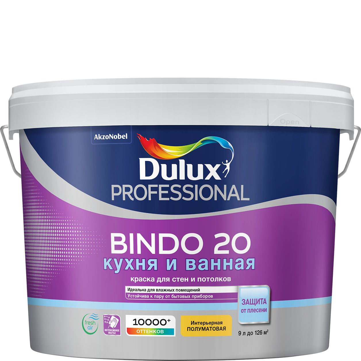 фото Краска интерьерная, влагостойкая dulux professional bindo 20 полуматовая, база bw, 9 л