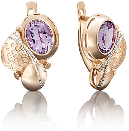 

Серьги из комбинированного золота с аметистом PLATINA jewelry 02-4012-00-203-1111-57, 02-4012-00-203-1111-57