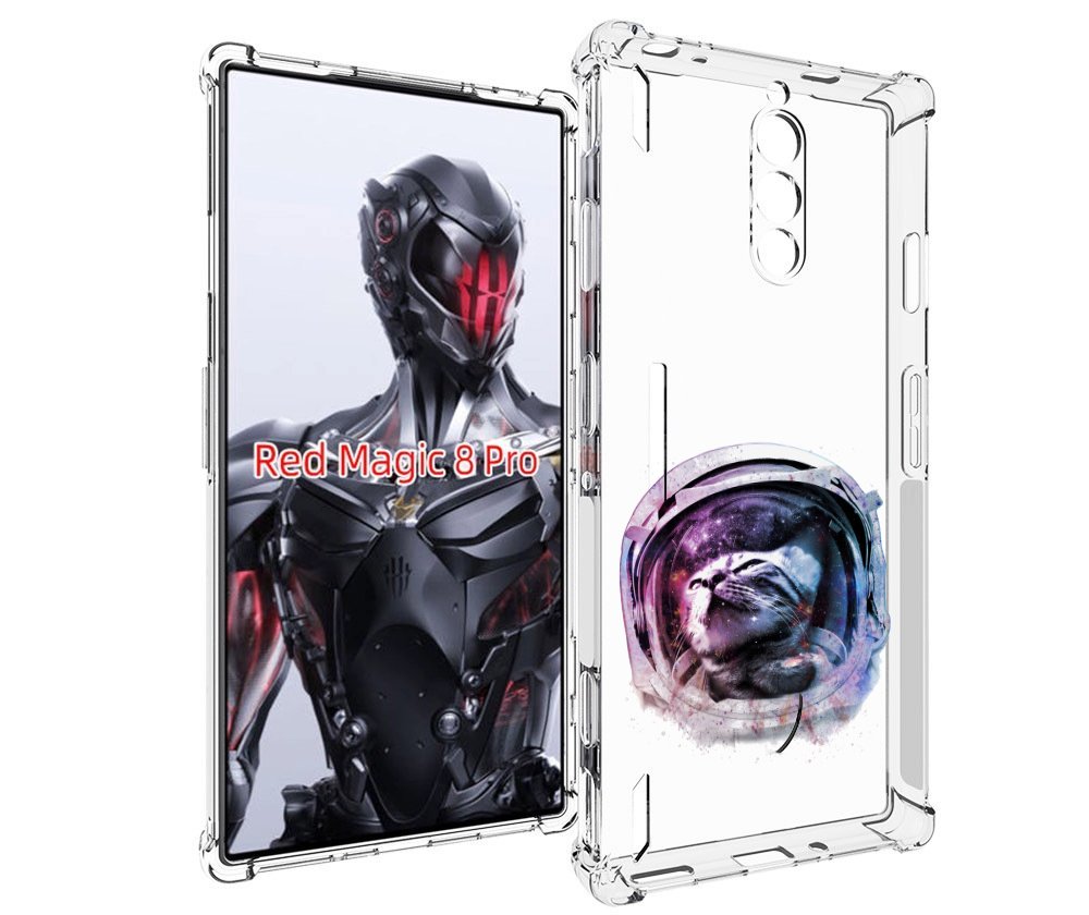 Чехол MyPads кот в шлеме для ZTE Nubia Red Magic 8 Pro / Red Magic 8 Pro Plus