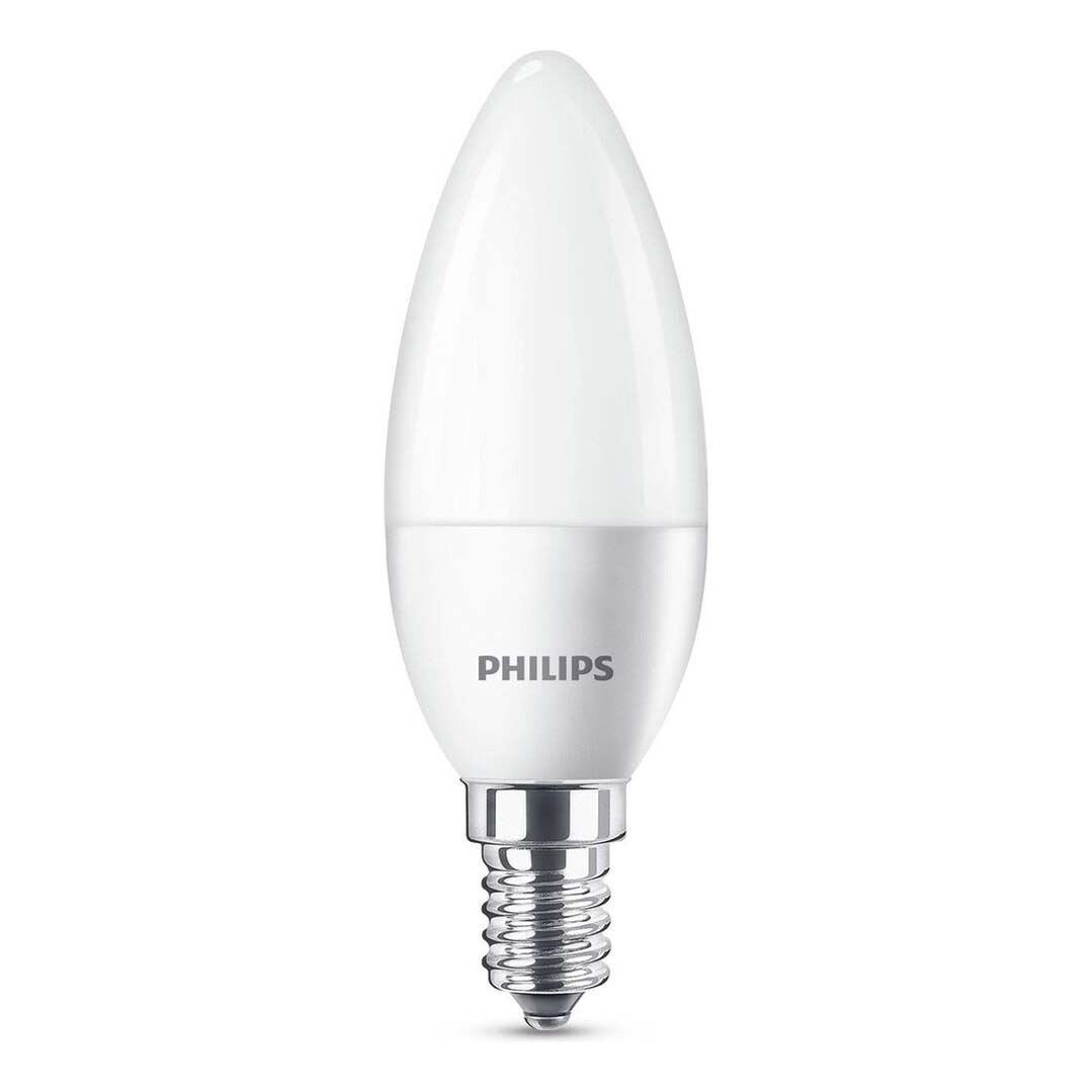 фото Светодиодная лампа philips essential e14 8 вт свеча матовая