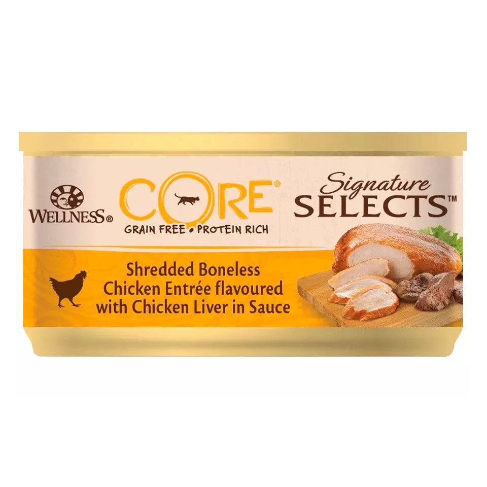 Консервы для кошек Wellness CORE Signature Selects, курица и печень в соусе, 12 шт по 79 г