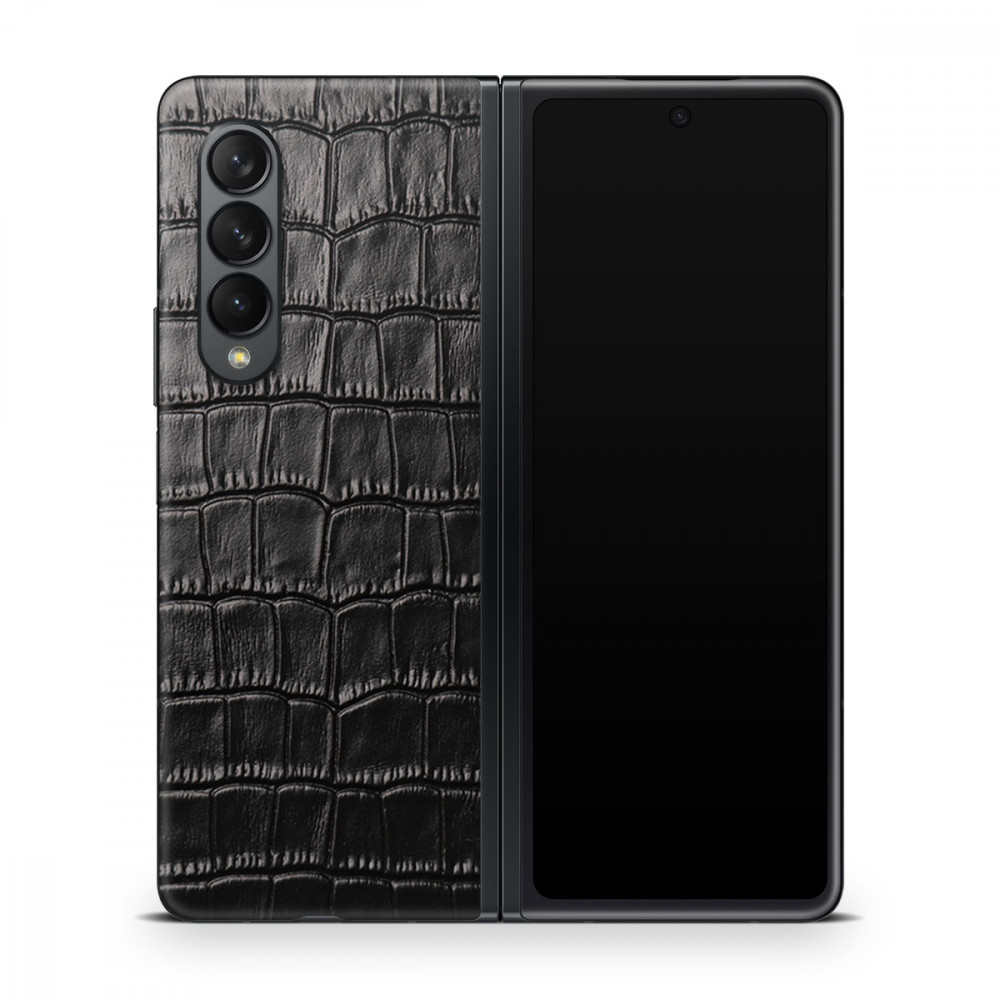 

Наклейка Glueskin из натуральной кожи Croco для Samsung Galaxy Z Fold 4, Черный