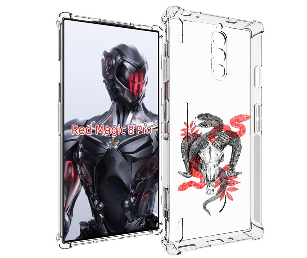 Чехол MyPads змея в черепе рисунок для ZTE Nubia Red Magic 8 Pro / Red Magic 8 Pro Plus