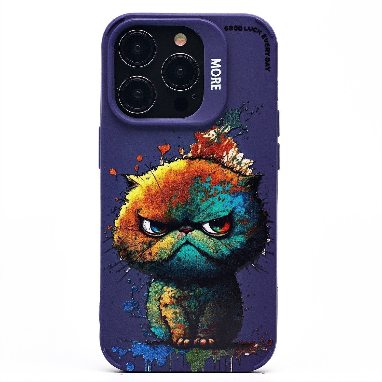 

Чехол для iPhone 14 Pro силиконовый (рис. 335/кот) <фиолетовый>