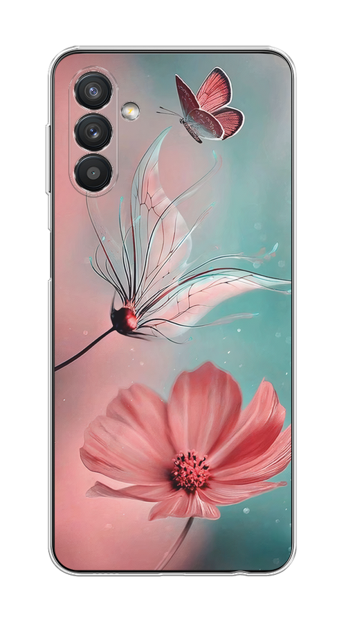 

Чехол на Samsung Galaxy A04s/A13 5G "Бабочка и цветок", Голубой;розовый, 2106450-1