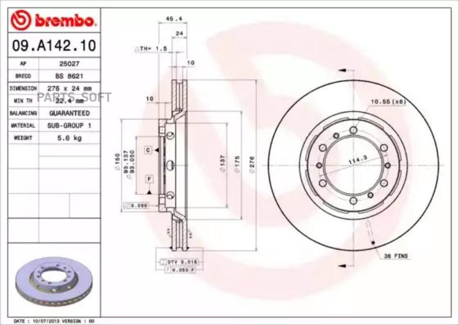 

Диск торм. пер.вент.[276х24] 6 отв.