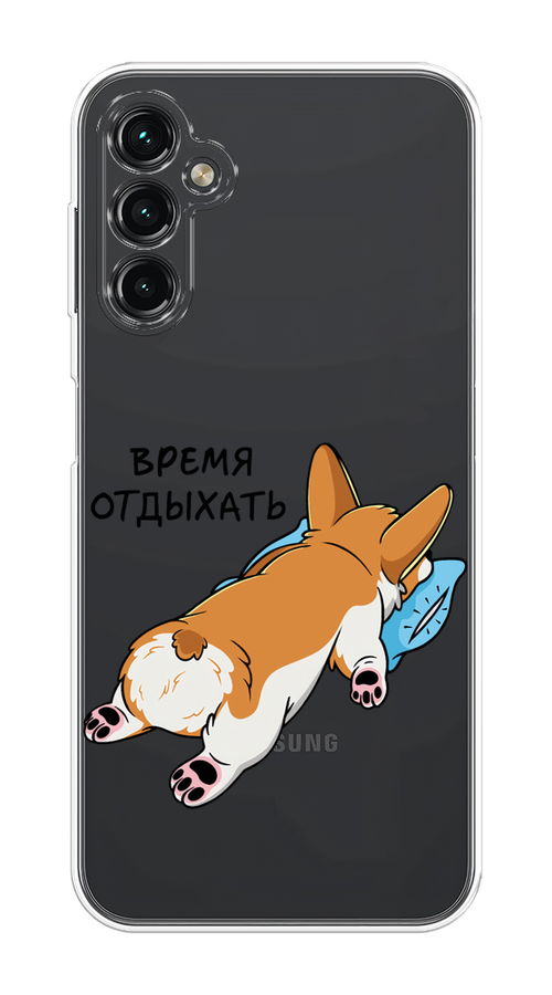 

Чехол на Samsung Galaxy A14 4G "Корги отдыхает", Черный;коричневый;голубой, 2107950-1