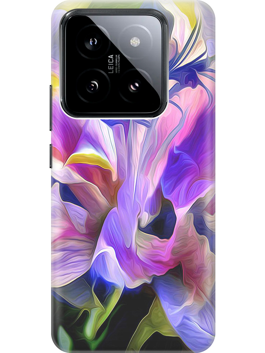 

Силиконовый чехол на Xiaomi 14 Pro с рисунком "Цветочная абстракция", Зеленый;синий;фиолетовый, 20012089