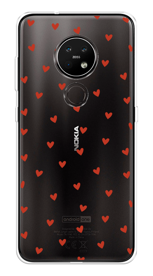 

Чехол на Nokia 6.2/7.2 "Red hearts", Красный;прозрачный, 123150-1