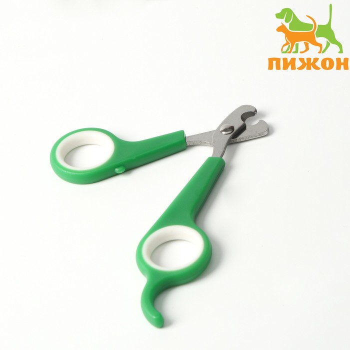 

Ножницы-когтерезы с упором для пальца, отверстие 6 мм, зелёные с белым, Зеленый;белый