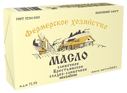 фото Сладкосливочное масло несоленое фермерское хозяйство крестьянское 72,5% бзмж 400 г