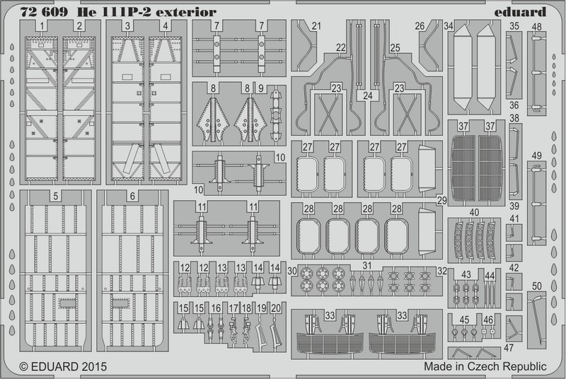 

Фототравление Eduard 72609 He 111P-2 экстерьер 1/72, Однотонный