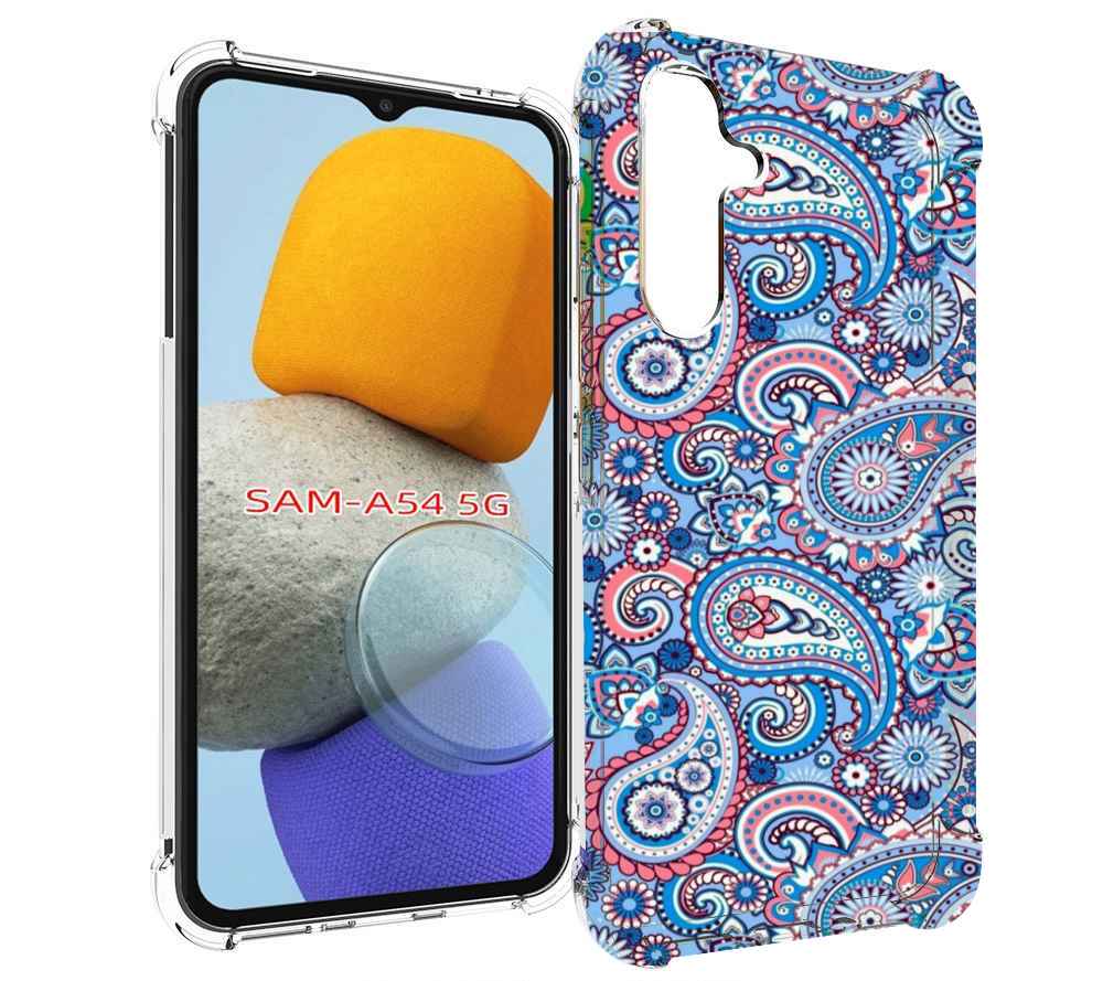 

Чехол MyPads красивый голубой арнамент для Samsung Galaxy A54, Tocco