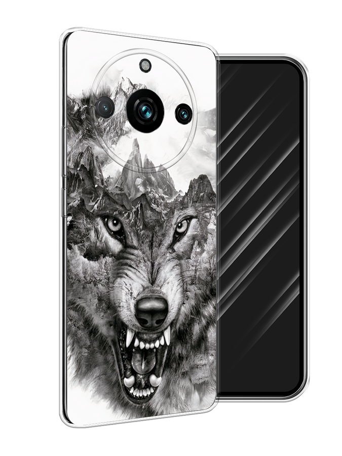 

Чехол Awog на Realme 11 Pro+ "Волк в горах", Серый;белый;бежевый