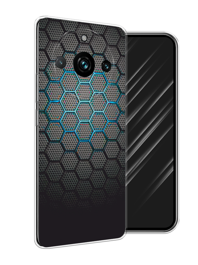

Чехол Awog на Realme 11 Pro+ "Бирюзовые соты", Бирюзовый;синий;черный