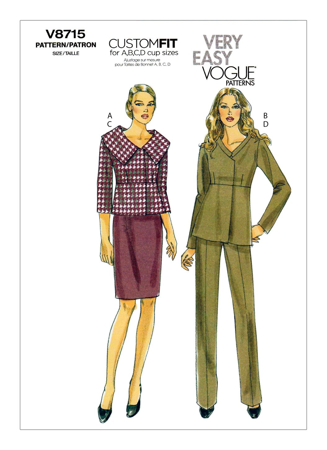

Выкройка Vogue №8715 — Костюм тройка: Жакет, Юбка, Брюки