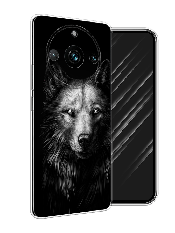

Чехол Awog на Realme 11 Pro+ "Волк черно белый", Серый;бежевый;белый