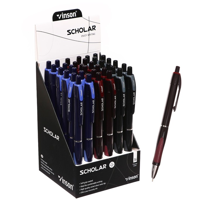 

Набор шариковых ручек 36 штук, 0.5 мм, автоматические Vinson, стержень масляный синий, с р