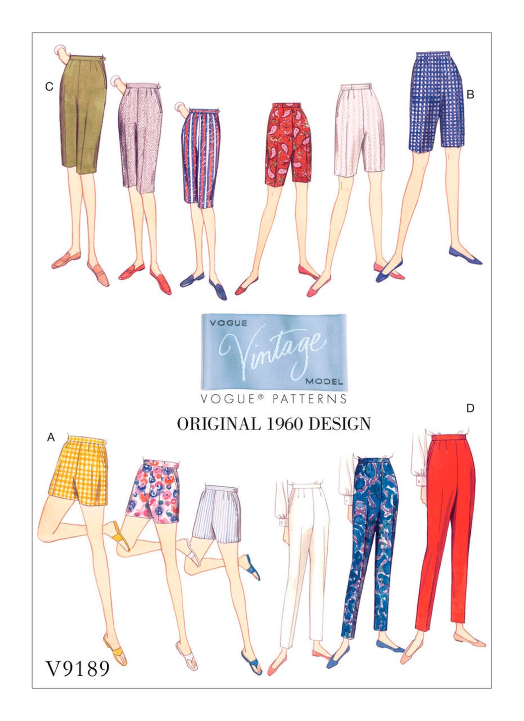 

Выкройка Vogue №9189 — Ретро 1960: Брюки, Шорты