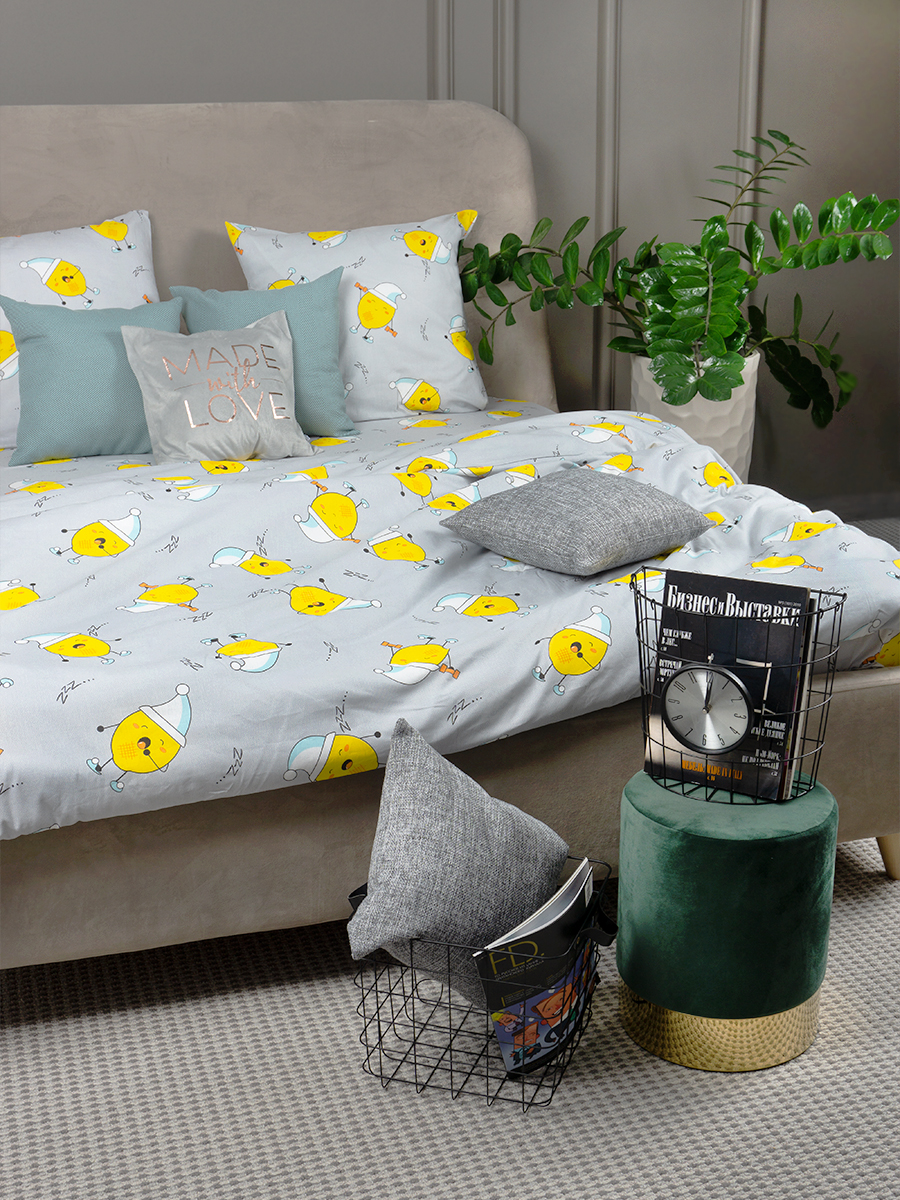Комплект постельного белья 1,5-спальный с 1 нав. 70х70 Galtex Лимон-Чело на белом фоне
