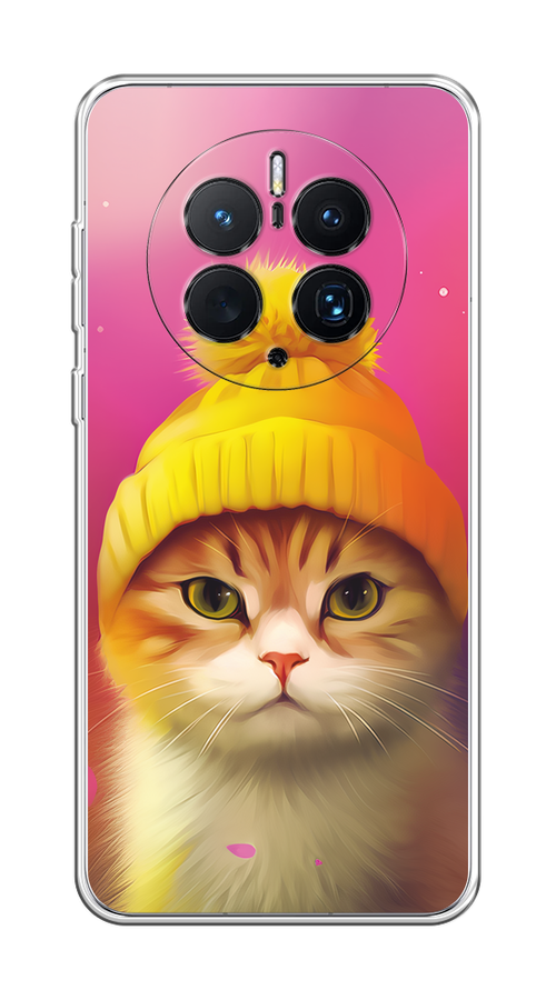 

Чехол на Huawei Mate 50 Pro "Котик в шапочке", Розовый;желтый;бежевый, 6109950-1