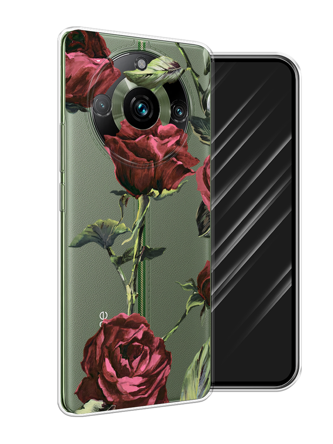

Чехол Awog на Realme 11 Pro "Бордовые розы фон", Бордовый